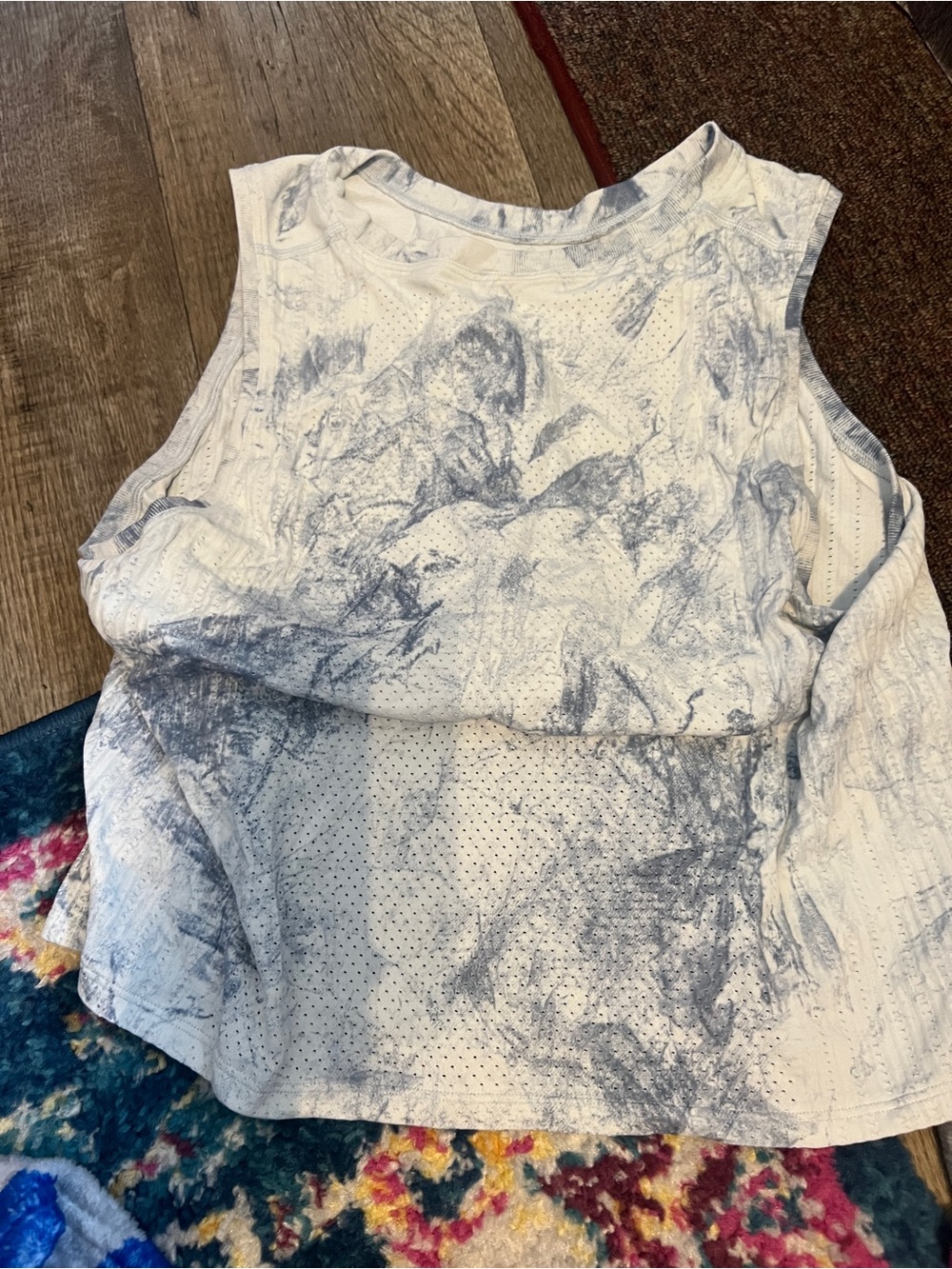Lululemon Women's White and Gray Marble-Print Sleeveless Top